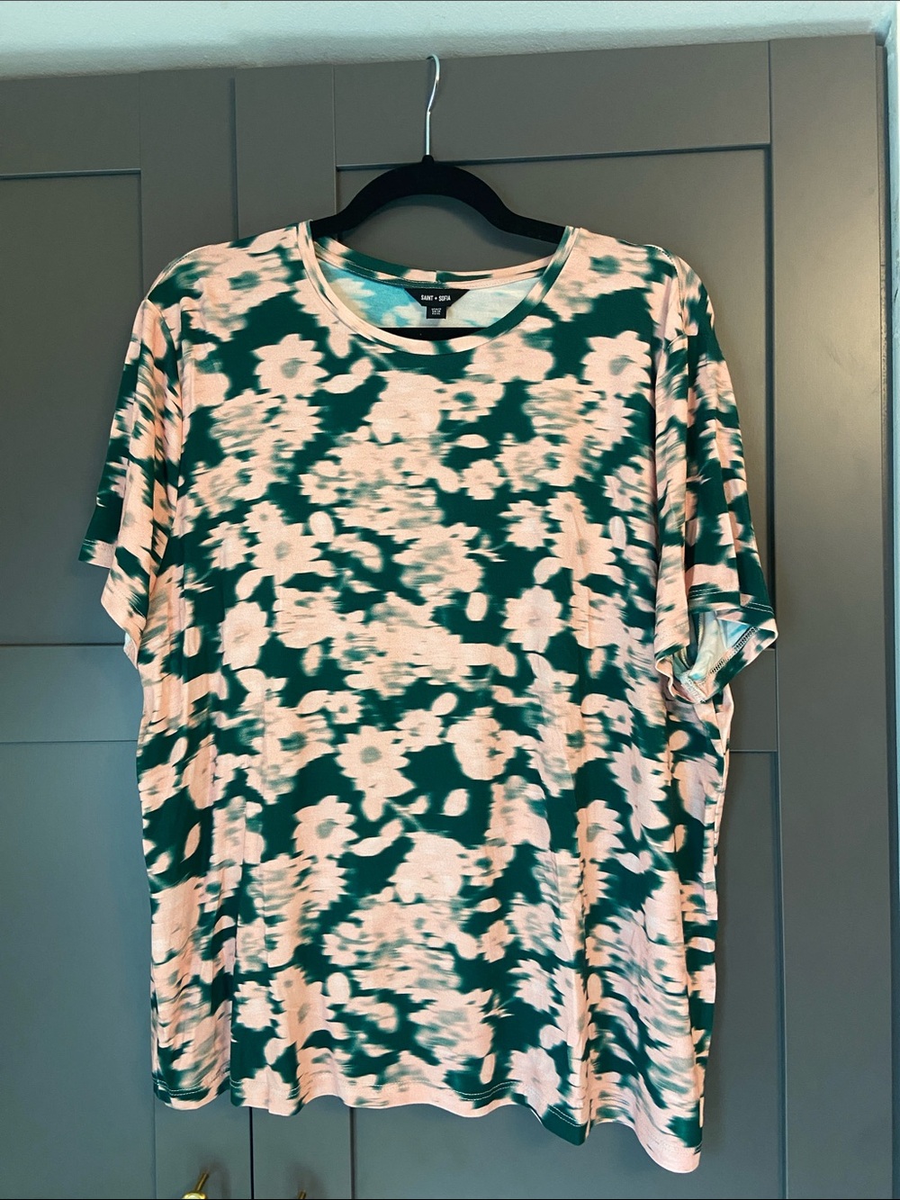 Green and Pink Floral Short Sleeve Tee